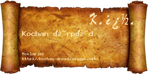 Kochan Árpád névjegykártya